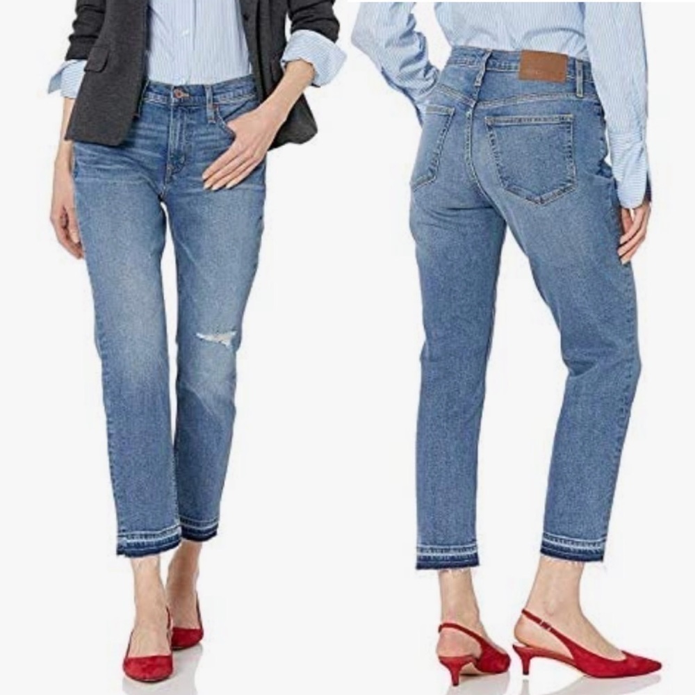 𝅺J.CREW Mercantile Distressed raw hem Boyfriend Jeans